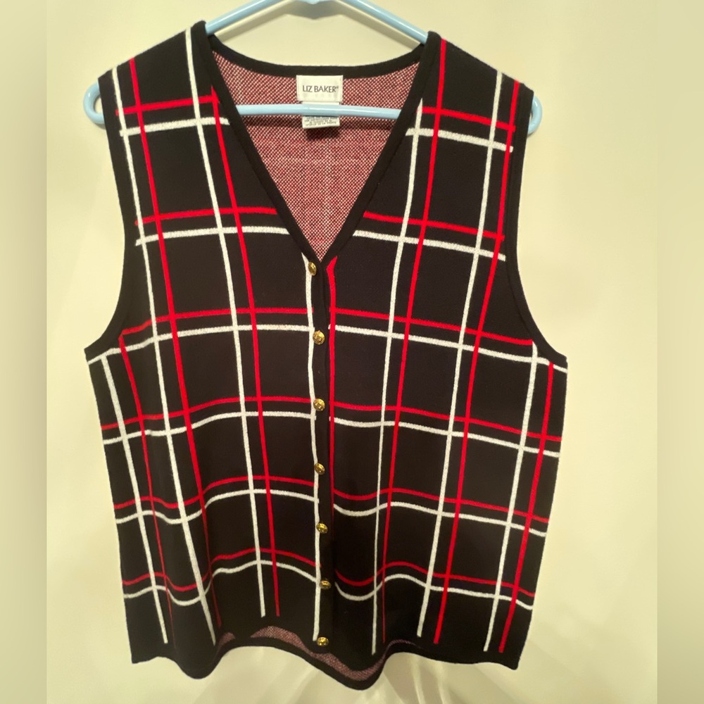 Liz Baker plaid sweater vest